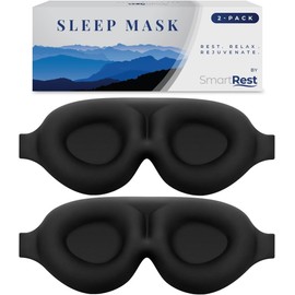 SmartRest Sleep Mask [2 Pack] - Eye Mask for Sleeping - Contoured, 100% Blackout