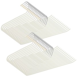 35 Pcs Pants Hangers Non Slip, Space Saving Open Ended Metal Pant Hangers, Jean Hangers for Men and Women, Closet Storage Organizer for Clothes Leggings Slacks Trouser Ties, Cream White
