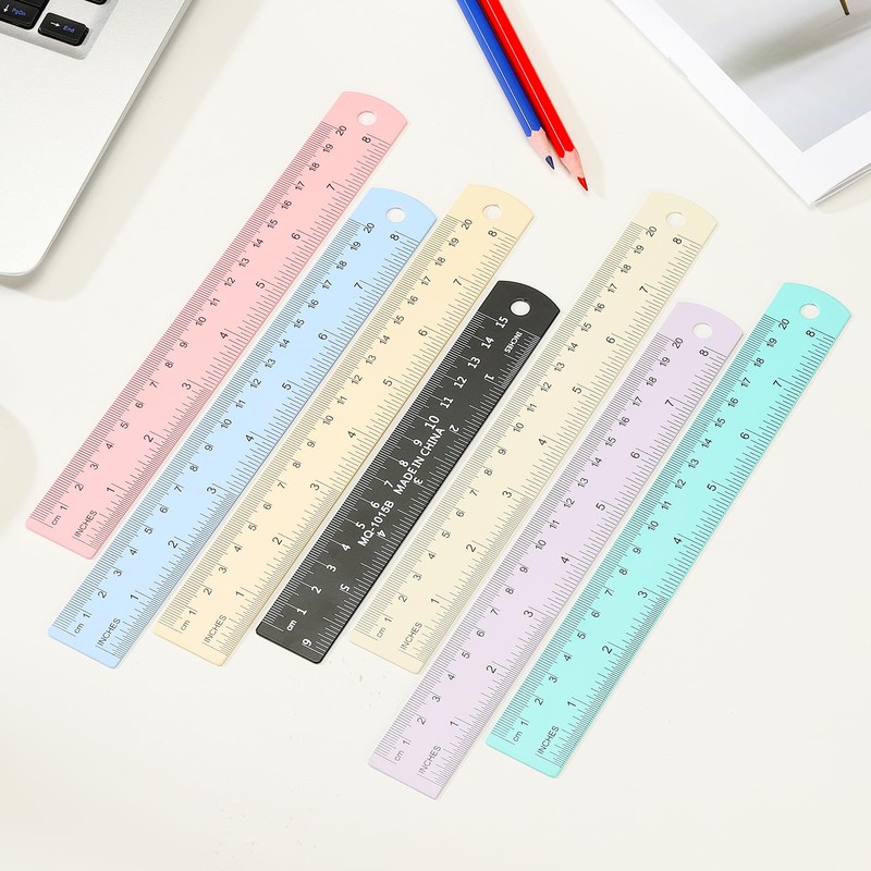 PATIKIL 15cm/20cm/30cm Metal Ruler, 3 Pack Aluminum Alloy Rulers with