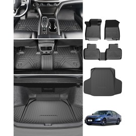 Floor Mats Custom Fit for 2018-2021 2022 Honda Accord Car Mats＆Cargo Liner(Include Hybrid), TPE All Weather Protection Car Mats Full Set, Heavy-Duty Vehicle Interior Accessories Floor Liners, Black