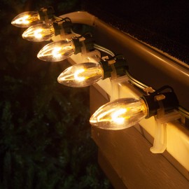 Wintergreen Lighting 5 Pack FlexFilament C9 Warm White Shatterproof Christmas Light Bulbs, 0.8 Watts Vintage-Style Edison LED Filament Replacement Bulbs for Outdoor Christmas String Lights, E17 Base