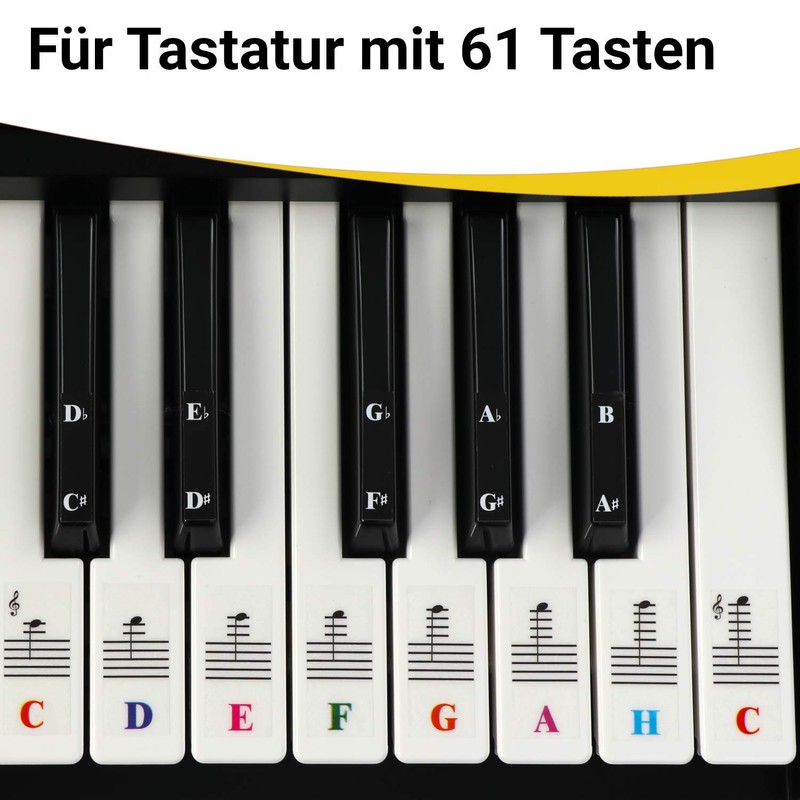 Piano Stickers for 61 Keys Keyboards Transparent and Removable