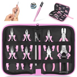 Toolour Jewelry Pliers Set Jeweler Making Tools for Adults,11pcs Professional Jewelry Pliers Tool Kit with Jewellery Making Supplies for DIY Beading Crafting Crimping Cutting Repair