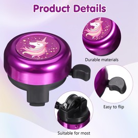 Kisangel 2Pcs Cute Unicorn and Pink Horse Bike Bells for Kids, Colorful Scooter Bells with Loud Sound for Safe Riding, Easy to Install Bike Accessories