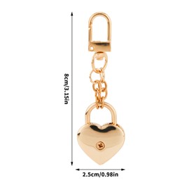 Mikovivi Gold Heart Padlock Bag Charms, Heart Shaped Key Chain Purse Charms Fashion Bag Accessories for Women Handbag Purse Chain