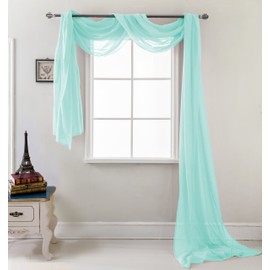 RT Designers Collection Celine Sheer 54 x 216 in. Sheer Curtain Scarf, Aqua