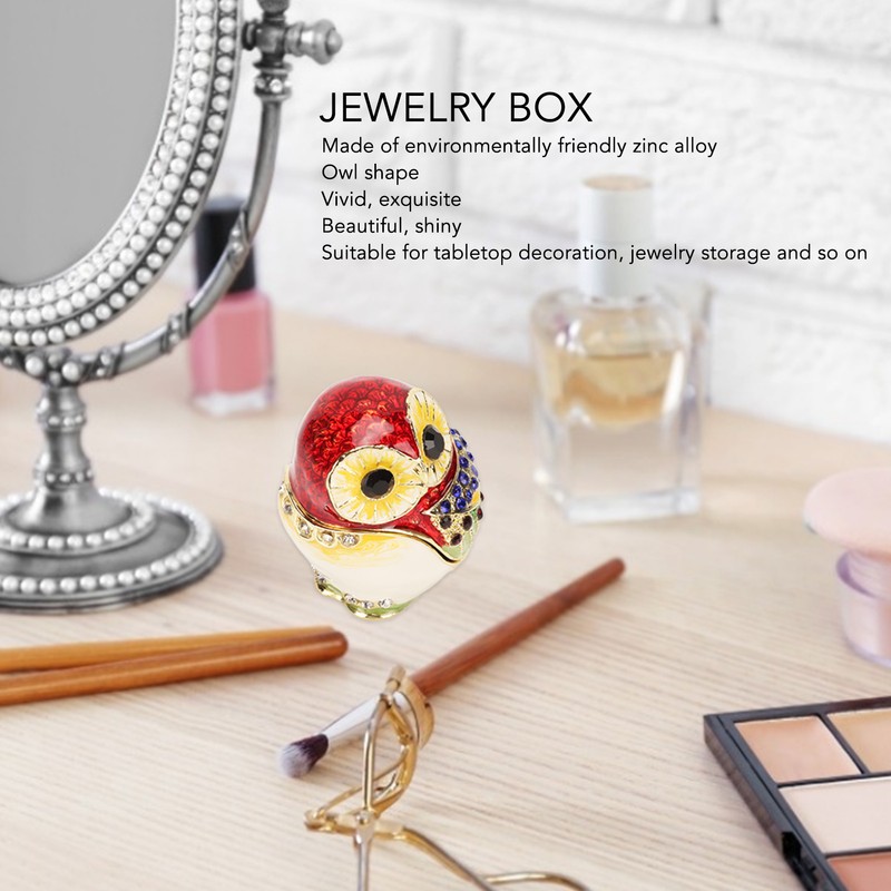 Metal Trinket Box Owl Shape Shiny Exquisite Zinc Alloy Jewelry