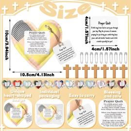 FuWeave 24 Pcs Mini Prayer Quilts with Cross Heart Pocket Prayer Quilt Christian Sympathy Gift for Women Mothers Day Religious Church Faith Gifts Scripture Cloth Panel Hospital Baptism(Retro)