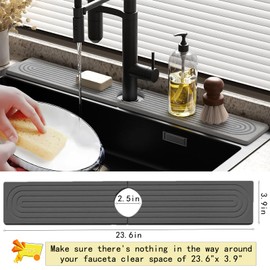 Janxin Faucet Sink Splash Guard Drip Mat, Saugfähige Abtropfmatte Wasserhähne, Wasserhahn-Pad-Spritzschutz, Sink Drainage Mat, for Kitchen and Bathroom Countertop Protect (Dunkelgrau)