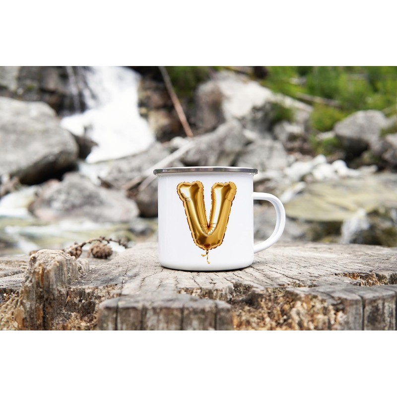 MAXIKIWI Langlebige Emaille-Kaffee- oder Tee-Camping-Tasse für drinnen und draußen, Motiv: