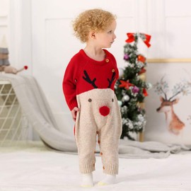Baby Boy Girl Christmas Outfit Newborn My First Christmas Onesie Sweater Clothes Reindeer Red 6-12 Months
