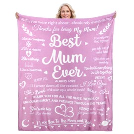SERTAS Mum Gifts for Mothers from Daughter Son, Mum Birthday Gifts,Presents for Mum,Best Mum Ever Blanket 130 * 150CM Customised Blanket for Mothers(Pink)