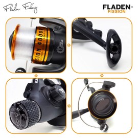 FLADEN Fishing - FISSION Rear Drag Size 40 Single Bearing Pre Spooled Fixed Spool Spinning Reel for Sea and Freshwater Use [11-6340]