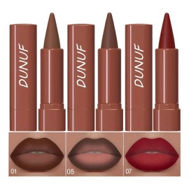 Dunuf 3 Lápiz Labial Mate Niebla Facil De Colorear.