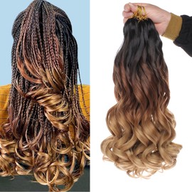 Mscat 14 Inch 8 Packs Pre Stretched French Curly Braiding Hair Loose Wave Bouncy Hair Extensions 1B3027#