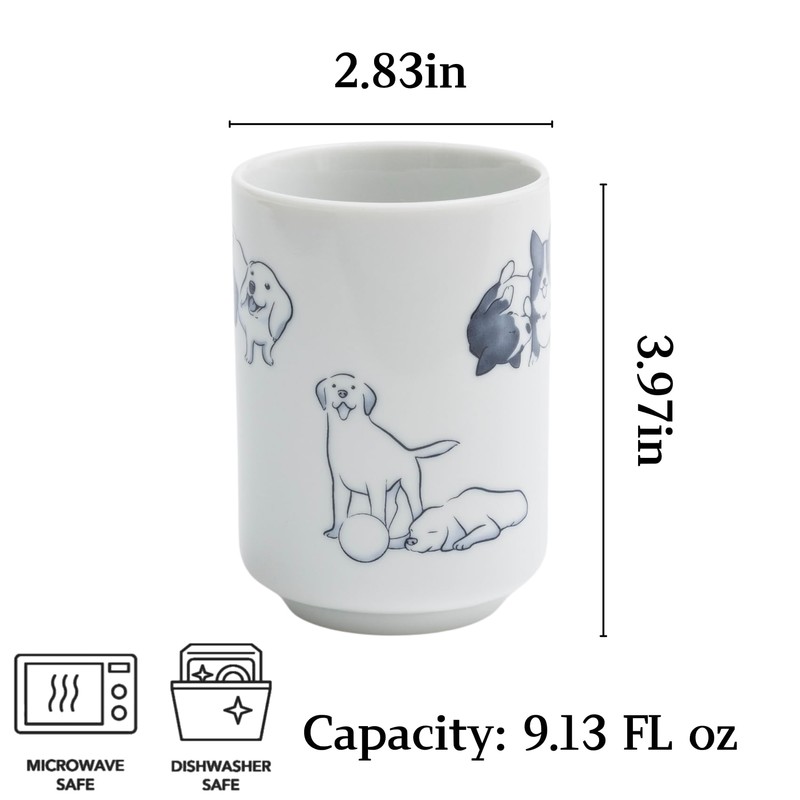 Manekineko-Ai Japanese green tea cup Dog Yunomi Made in Japan