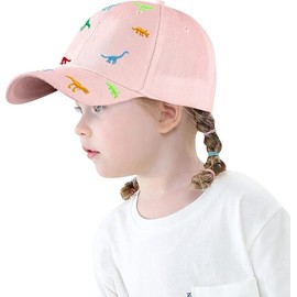 Children's Baseball Cap for Boys Girls Dinosaur Embroidery Adjustable Sports Cotton Cap Sun Hat UV Protection Baseball Cap Summer Autumn Kids Peaked Cap Golf Cap for 2-6 Years Baby Boys Girls, pink