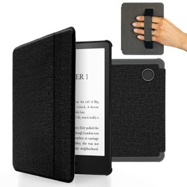 MyGadget Case for Tolino Vision 6 | Kobo Libra 2 [2021] with Wrist Strap & Auto Sleep | Wake Function - Flip Case in Black