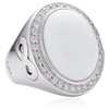 Cai Jewels Women's Ring 925 Sterling Silver Rhodium-Plated Agate White