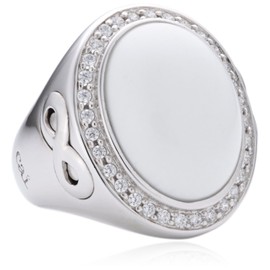 Cai Jewels Women's Ring 925 Sterling Silver Rhodium-Plated Agate White C1163R/90/44