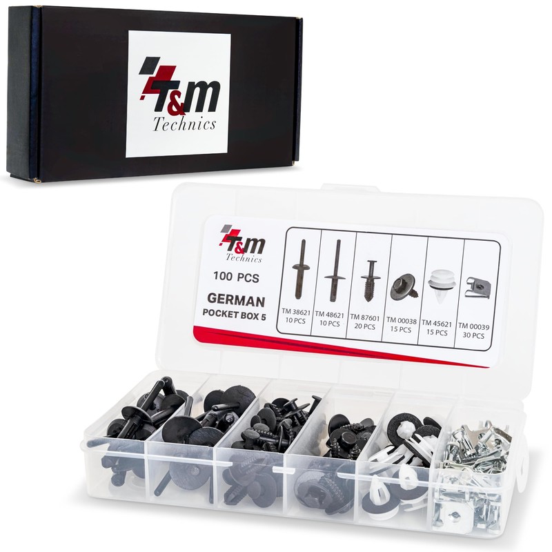T&M TECHNICS® Box of 100 Universal Fasteners, Clips, Clips and