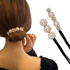 Pack of 2 Pearl Flower Hair Bun Maker, Hairpin Hair Bun Maker, Women's Doughnut Hair Bun Maker, Magic Hair Buns, Magic Hair Bun Maker, Magic Hair Bun Maker for Women