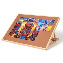 Old Canal Puzzle Board, 1500 Pieces Puzzle Table with Cover, Wooden Jigsaw Puzzle Tables with Adjustable Tilt Stand, Portable Puzzle Storage Boards with Non-Slip Felt Tabletop for Adults and Kids