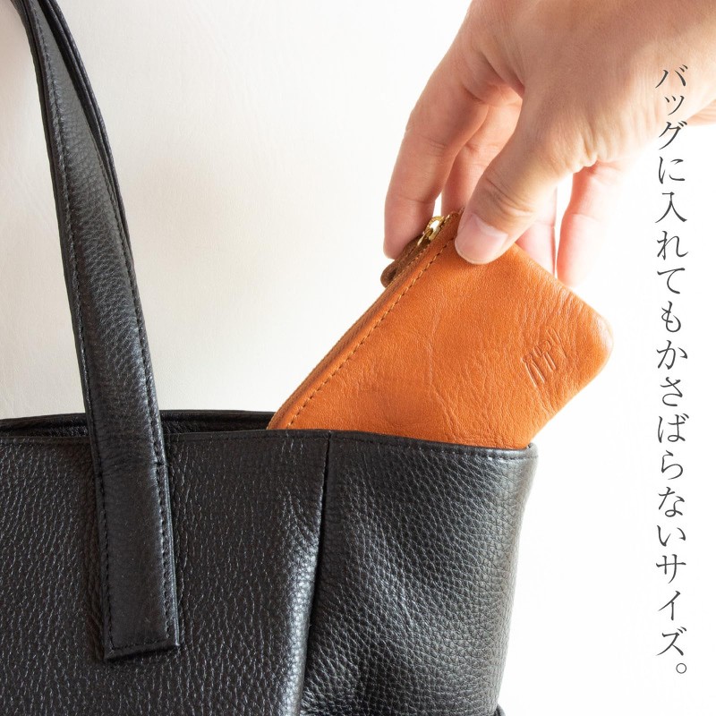 artigianoworks apo-12ns Coin Purse, Round Zipper, Cowhide Leather, Nume Leather,