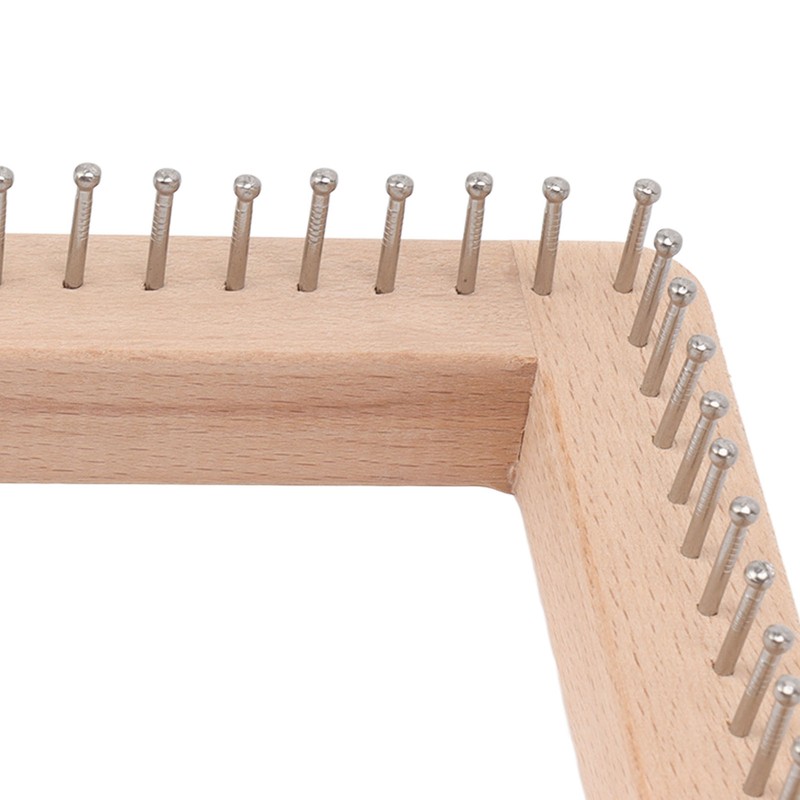 Mini Square Knitting Tool with Hooks Wooden Crochet Board for