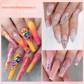 Born Pretty Nail Rhinestone Glue Gel for Nails Super Strong Gel Nail Glue for Nail Charm 3D Nails Gems Beads Nail Art Jewels Cured Need Nail Art DIY at Home 30ML