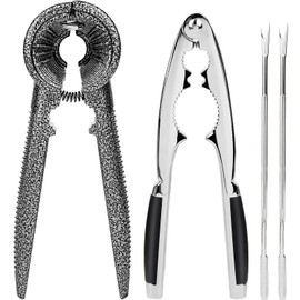 Nut Crackers Tools Pecan Cracker, Walnut Clip Heavy Duty Nutcracker With Non-Slip Handle Seafood Cracker Tool, Includes Nut Picks