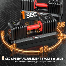 Rendpas Adjustable Dumbbells Set of 2, 1-Sec Adjustable Weights Dumbbells Set, 5 in 1 Free Adjustable Dumbbell Set with Anti-Slip Texture Handle, Weight Set For Home Gym Suit both Men and Women