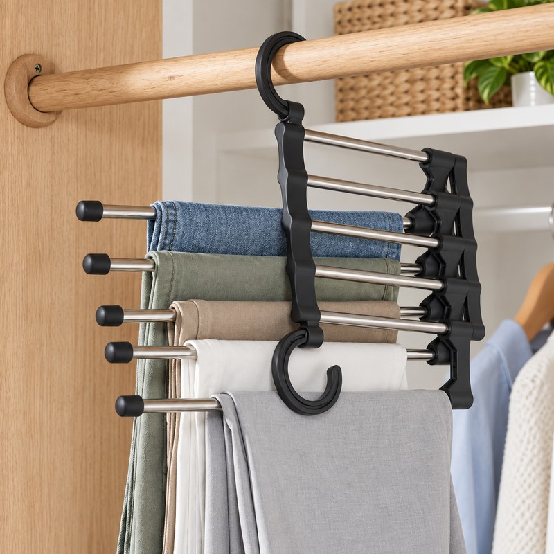 1PC Telescopic Folding Pants Rack, Multi-layer Pants Rack, Pants Hanger,