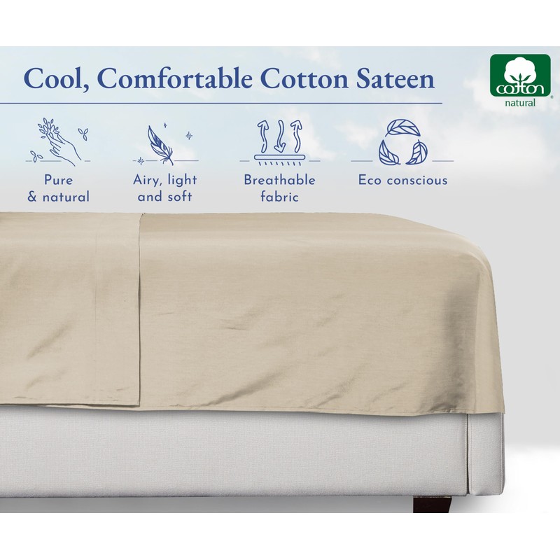 California Design Den Queen Flat Sheet Only - Soft 400