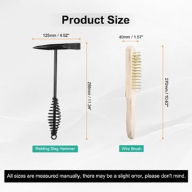 sourcing map 2pcs Welding Chipping Hammer 11.3" Slag Hammer with Coil Spring Handle 10.6" Welding Steel Wire Brush Copper-Plated for Rock Pick Forged Brick
