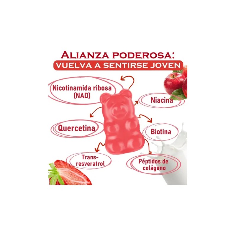 Nad+ Resveratrol Gomitas Nr Nicotinamida Ribosa Fresa