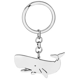 DALANE Stainless Steel Whale Key Ring Fish Keychain Ocean Life Jewellery Whale Gifts for Women Girls, Silver plated whale
