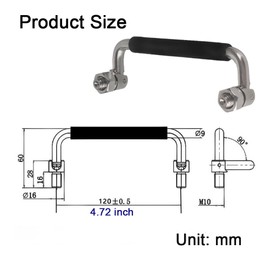 WZDXBQD 304 Stainless Steel Folding Handle 90 Degree Folding Solid Pull Handle with Rubber, Electric Cabinet Handle Industrial Cabinet Handle, Toolbox Handle (with Nut, Hole Center 4.72 in)
