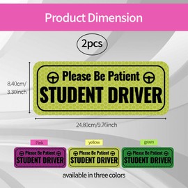 RGOAANC 2PCS Student Driver Magnet for Car, Please Be Patient Student Driver Sticker, Reusable Movable Rookie Driver Reflective Magnets Stickers, Safety Warning Bumper Sticker Signs Fits All Car