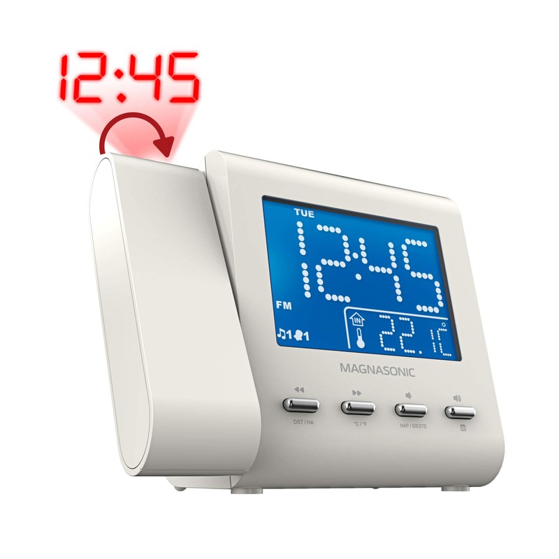 Magnasonic Projection Alarm Clock with AM/FM Radio, Battery Backup, Auto