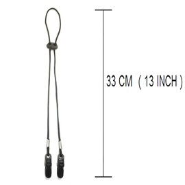 Adjustable Hat Strap Clips with Cord Lock for Golfing, Fishing,Camping, Hiking, Sailing, Jogging, Rock Climbing and Other Sports Black