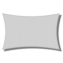 Coarbor 4' x 15' Sun Shade Sail Wire Rope Hemmed All Edges Super Heavy Duty Strong Double Stitched Seam Perfect for Patio Deck Yard Garden -Customized Light Grey