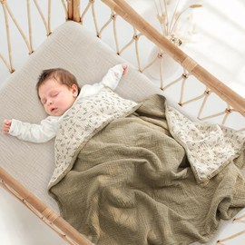 Lulu moon Muslin Baby Blanket - Cotton Toddler Blankets for Cribs - Quilt Nursery Blanket for Baby Boys and Girls 47"x47"(Autumn Leaf)