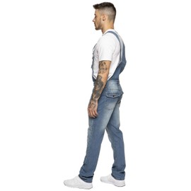 989Zé ENZO Mens Denim Blue Dungarees Work Wear Dungarees Casual Jumpsuit Jeans Waist Sizes 30-50, blue
