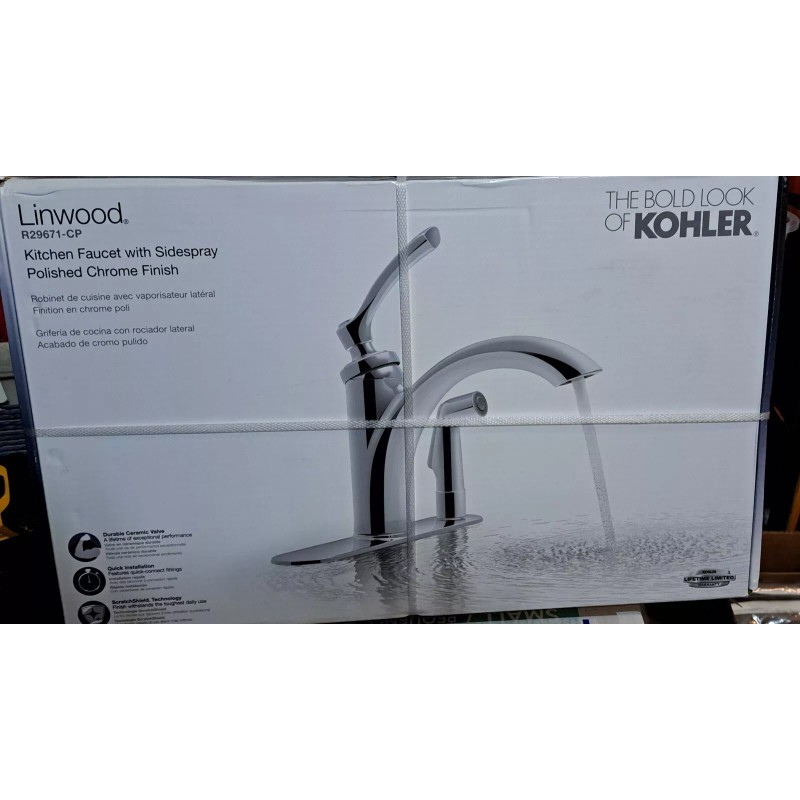 KOHLER Linwood Kitchen Faucet With side spray chrome polished R29671-CP