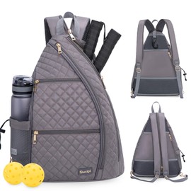 Sucipi Women's Reversible Quilted Crossbody Sling Pickleball Backpack - Fence Hook, Holds Paddles, Pickleballs & Accessories