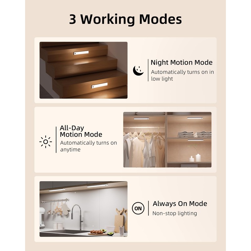 EZVALO 6-Pack Under Cabinet Lighting with Charging Station, 2000mAh Rechargeable