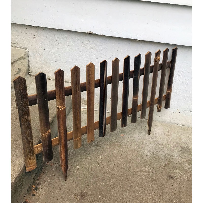 Black Bamboo Picket Garden Fence