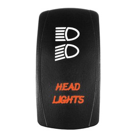 Bright Light Powersports - Laser Rocker Switch - HEADLIGHTS - Universal Off/On/On - 3 Position -12 Volt (orange)