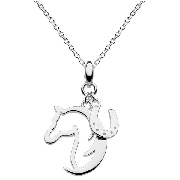 Dew Sterling Silver Hoofing Around Horse and Horseshoe Necklace 45.7